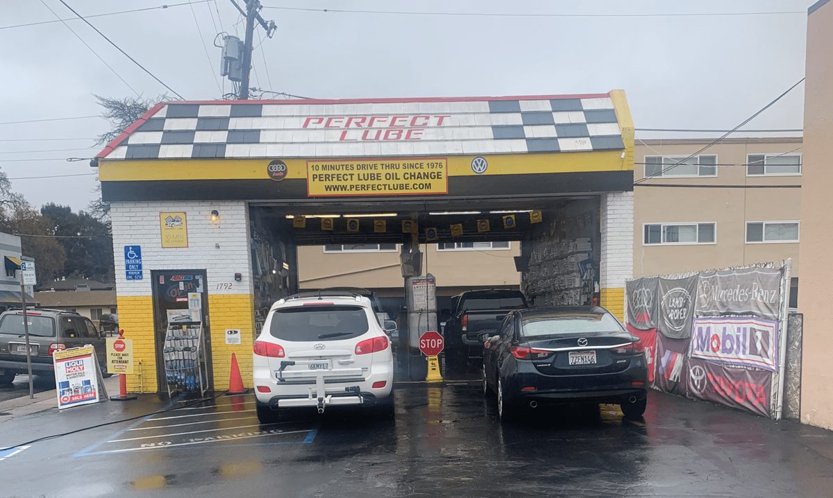 Exterior of Perfect Lube Car Care on El Camino Real in San Carlos, CA